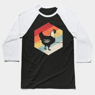 Retro Vintage Chicken Farmer Icon Baseball T-Shirt